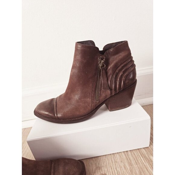Paul Green Diandra Brown Leather Cap Toe Ankle Boots Booties Zip US 6 - UK 3.5 - Picture 3 of 12